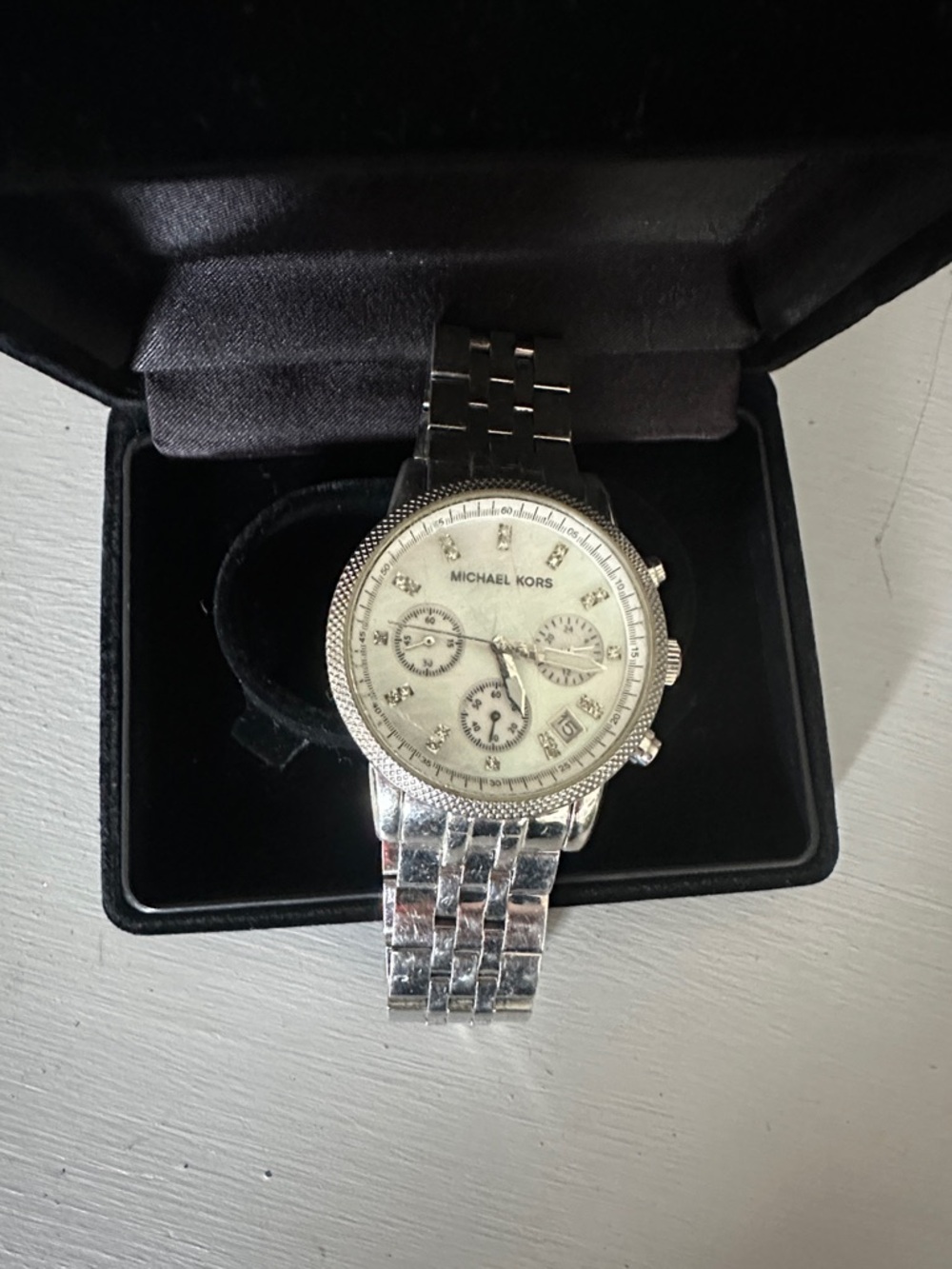 Michael Kors Silver Tone Women's Chronograph Bracelet Watch